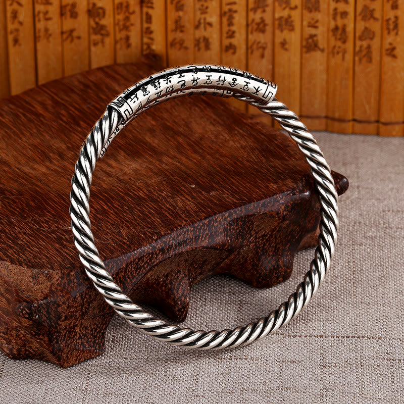 BWOOOH Retro Heart Sutra Twisted Design Pattern Balance Bracelet Bangle