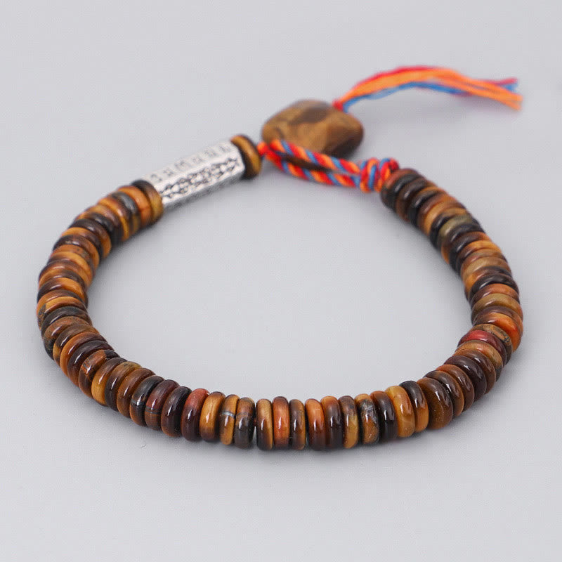 BWOOOH Tibetan Tiger Eye Om Mani Padme Hum Protection Power Bracelet