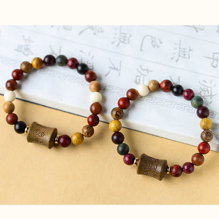BWOOOH Tibet Multicolored Sandalwood Om Mani Padme Hum Protection Bracelet | spiritual healing bracelet
