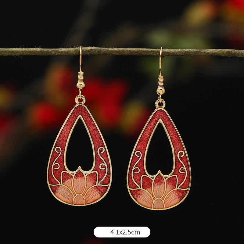 BWOOOH Lotus Butterfly Flower Alloy Copper Enlightenment Drop Earrings