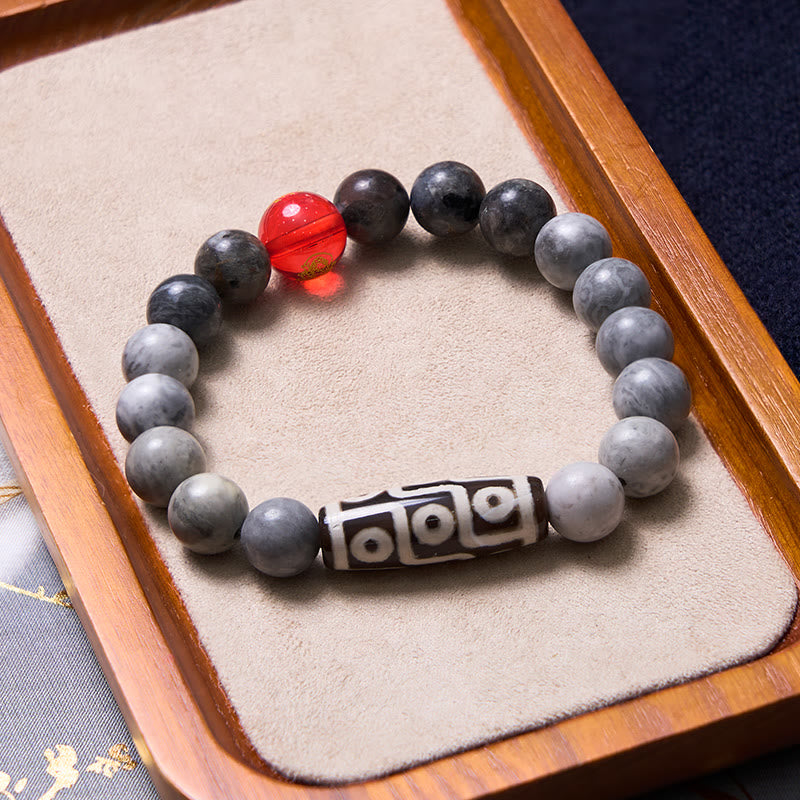 BWOOOH Tibetan Nine-Eye Dzi Bead Picasso Jasper Positive Bracelet