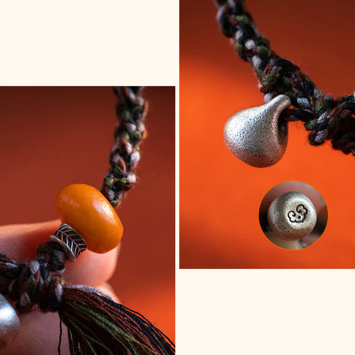 BWOOOH 990 Sterling Silver Tibetan Handmade Amber Steelyard Weight Wish Protection Bracelet