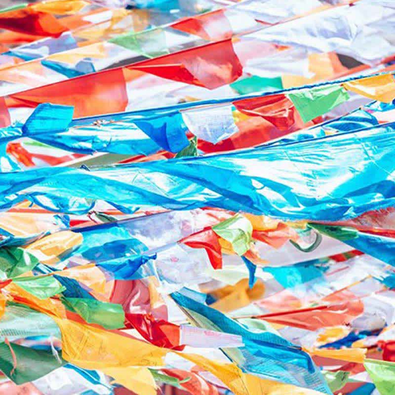 Buddha Stones Tibetan 5 Colors Windhorse Auspicious Outdoor 25 Pcs Prayer Flag