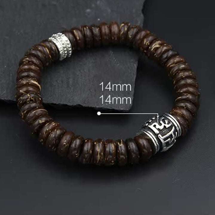 BWOOOH Natural Tibetan Coconut Shell Om Mani Padme Hum Positive Bracelet | spiritual healing bracelet