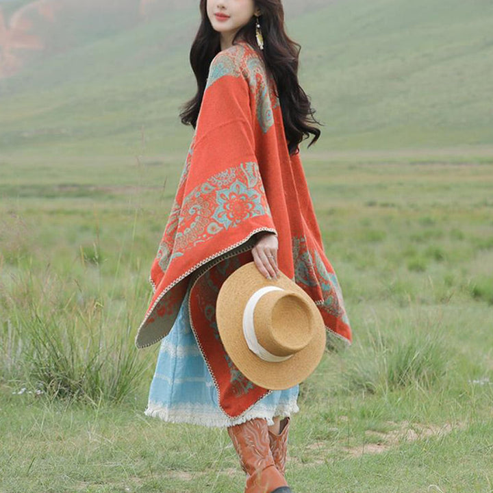 BWOOOH Tibetan Shawl Simple Pattern Winter Cozy Travel Sc