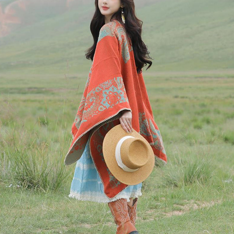 BWOOOH Tibetan Shawl Simple Pattern Winter Cozy Travel Sc
