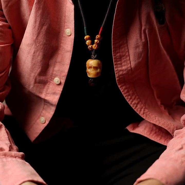 BWOOOH Tibetan Camel Bone Skull Lord of the Corpse Forest Protection Necklace Pendant