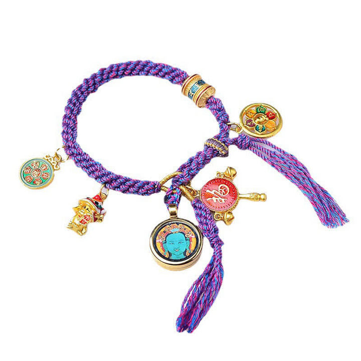 BWOOOH Tibetan Green Tara Zakiram Goddess of Wealth Thangka Luck Braid String Bracelet