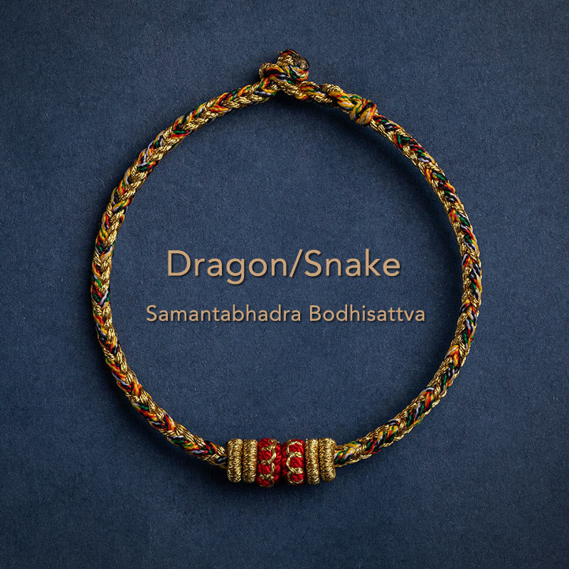 BWOOOH Tibet Handmade Chinese Zodiac Natal Buddha Luck Strength Braided String Bracelet