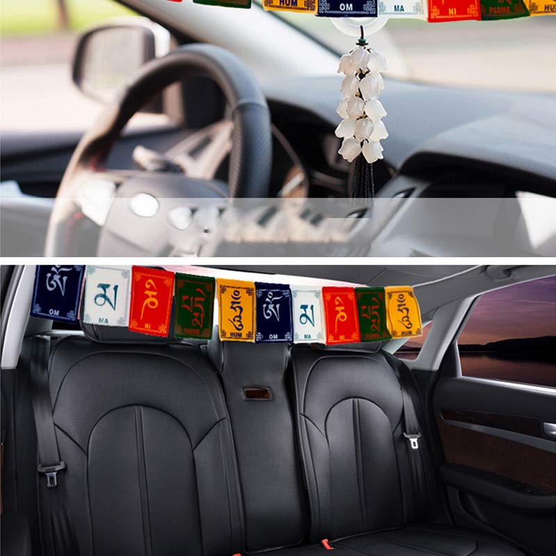 BWOOOH Tibetan Blessing Windhorse Om Mani Padme Hum Outdoor Car Prayer Flag Decoration | spiritual healing bracelet