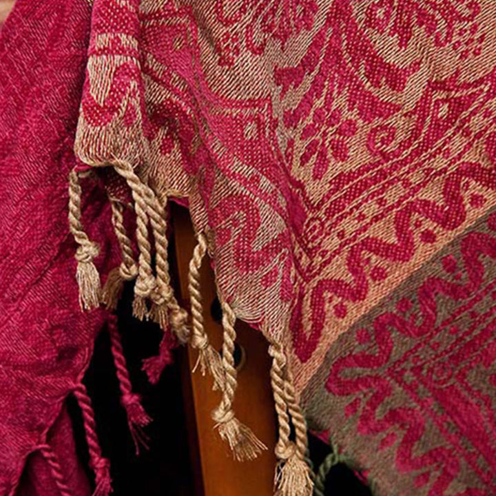 BWOOOH Tibetan Floral Pattern Hand-Dyed Craftsman Blanket