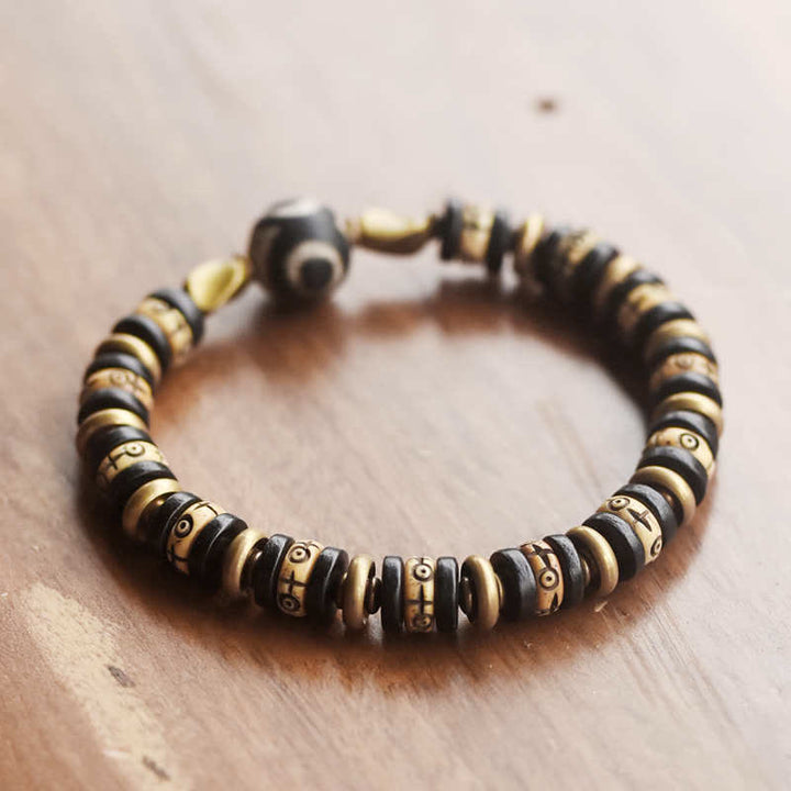BWOOOH Tibetan Bone Beads Ebony Wood Strength Bracelet | natural stone spiritual bracelet for healing and mindful living