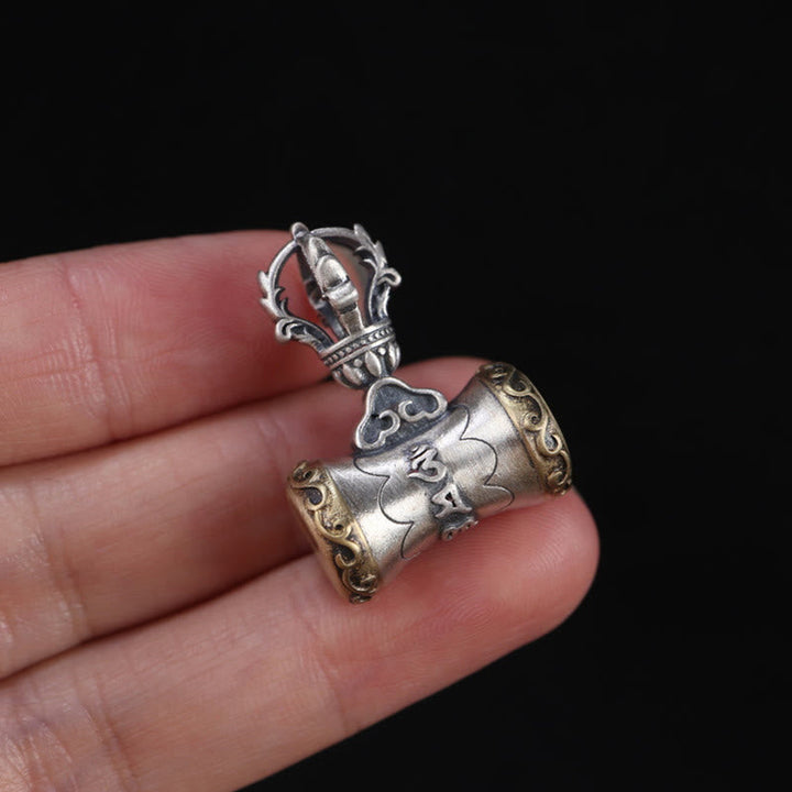 BWOOOH Tibet 925 Sterling Silver Om Mani Padme Hum Dorje Bell Vajra Engraved Enlightenm | Sterling Silver