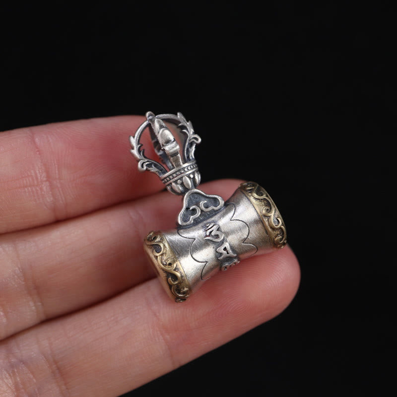 BWOOOH Tibet 925 Sterling Silver Om Mani Padme Hum Dorje Bell Vajra Engraved Enlightenm | Sterling Silver