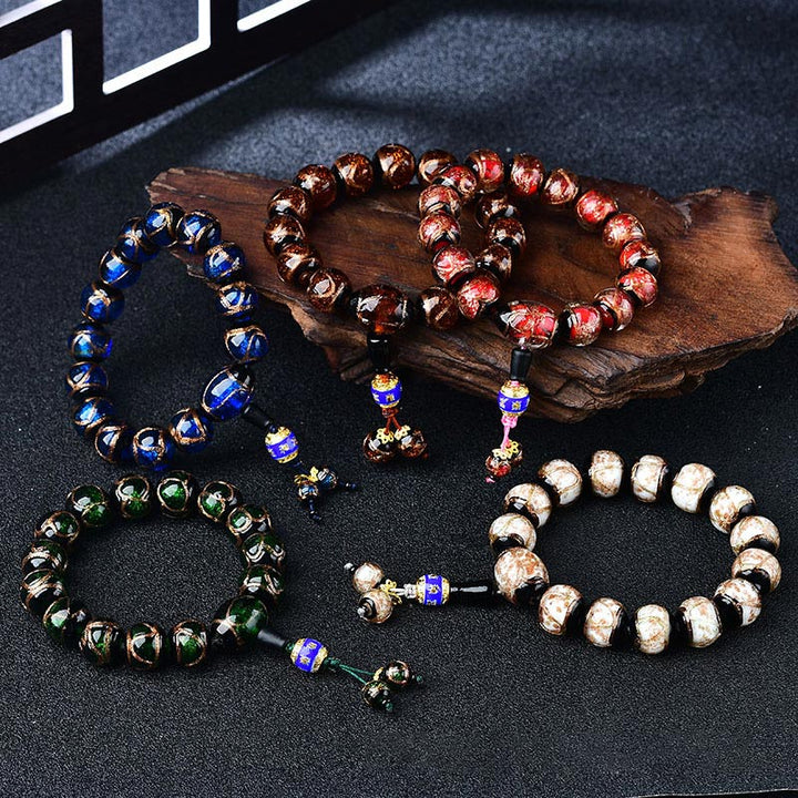 BWOOOH Tibetan Dragon Vein Agate Healing Bracelet  -  Dragon Tibetan bracelet for spiritual healing and mindful living