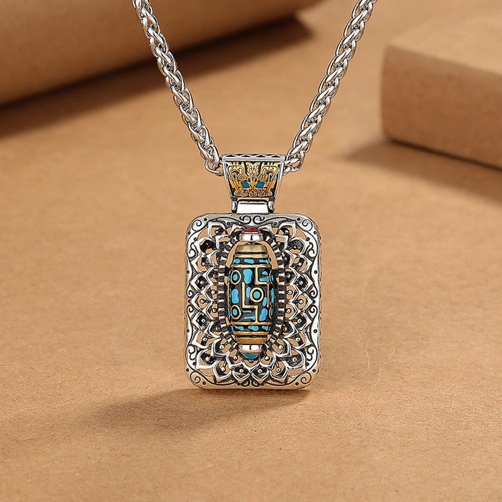 BWOOOH nine-eye dzi bead design copper healing rotatable necklace pendant Tibetan spiritual jewelry