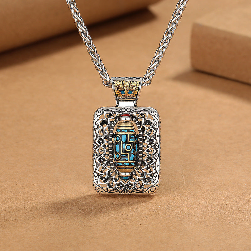 BWOOOH nine-eye dzi bead design copper healing rotatable necklace pendant Tibetan spiritual jewelry
