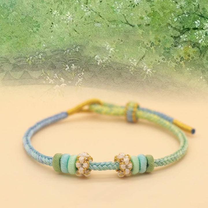 BWOOOH Handmade Eight Thread Peace Knot Peach Blossom Knot Luck Rope Braided Bracelet