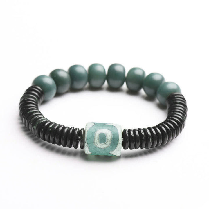 BWOOOH Tibetan Cyan Bodhi Seed Dzi Bead Coconut Shell Keep Away Evil Spirits Bracelet