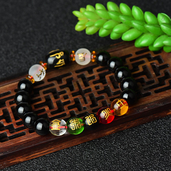 BWOOOH Tibetan Black Onyx Luck Bracelet | natural stone spiritual bracelet for healing and mindful living