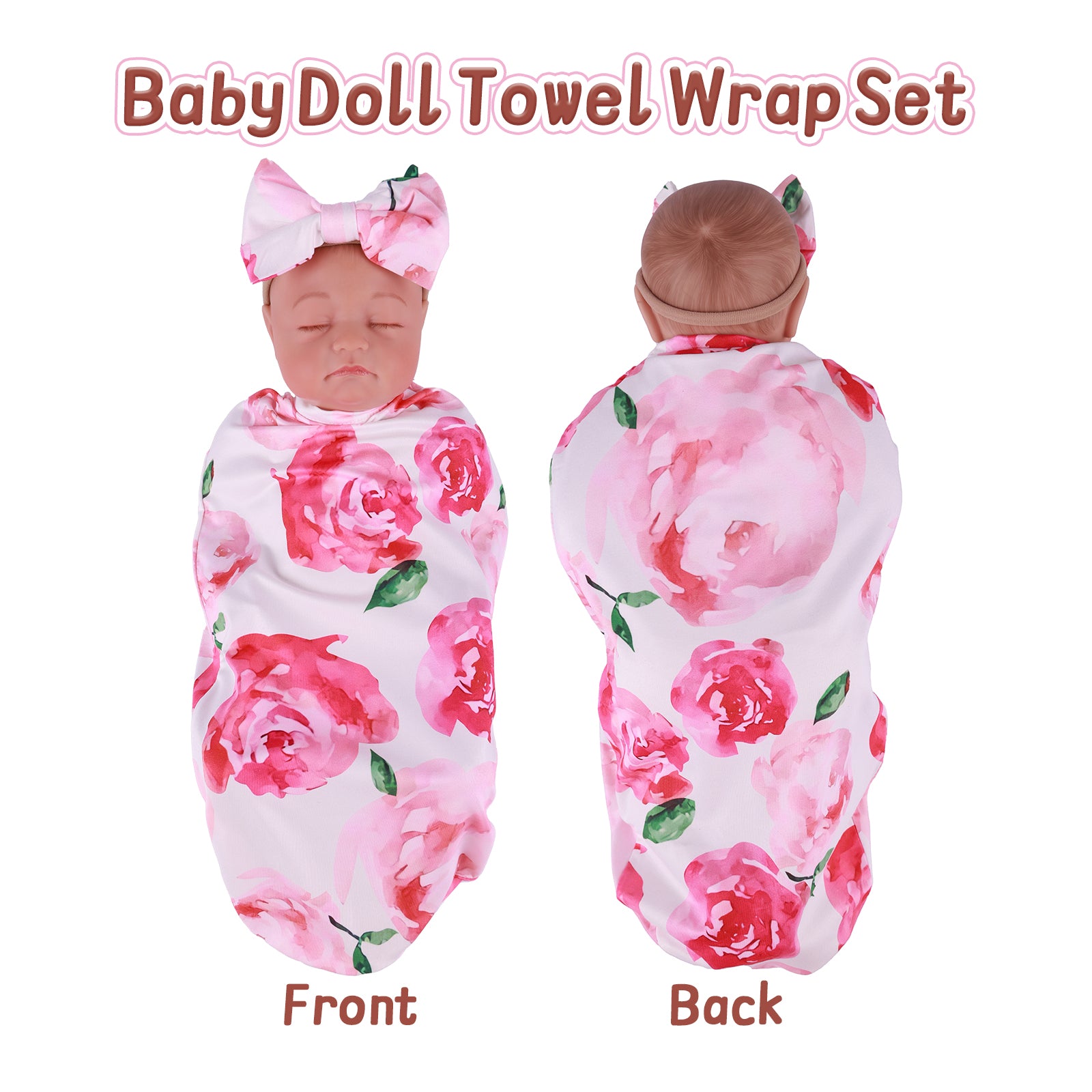 17"-20" Dollreborns®Adorable baby Swaddle Blanket And Headband Set