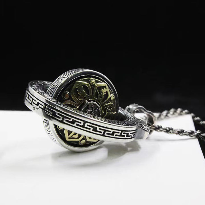 BWOOOH Tibetan Om Mani Padme Hum Double Dorje Vajra Rotatable Purity Peace Necklace Pendant