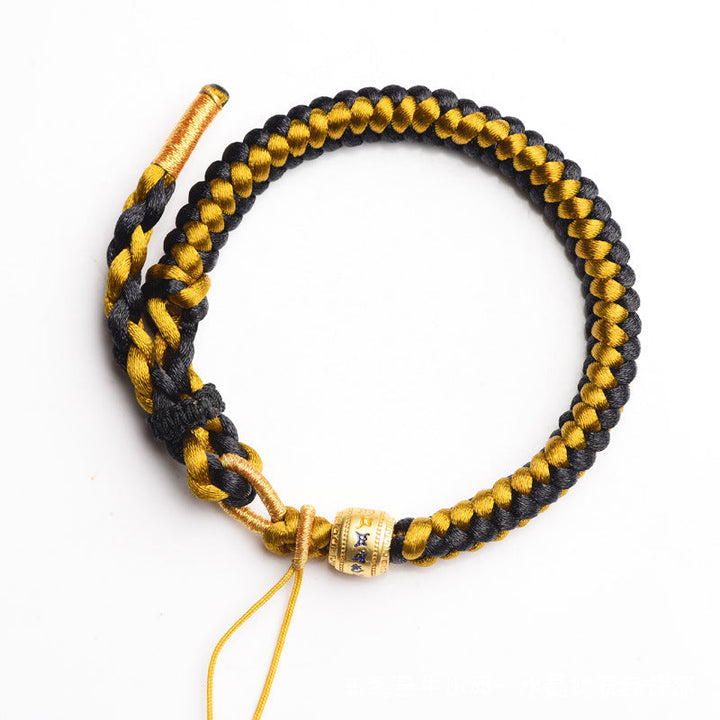 BWOOOH Handmade Tibetan Black Gold Dragon Scale Rope Om Mani Padme Hum Purity Bracelet