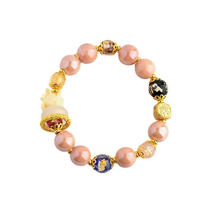 BWOOOH Tibetan Incense Ash Liuli Glass Bead Luck Protection Nine Tailed Fox Bracelet