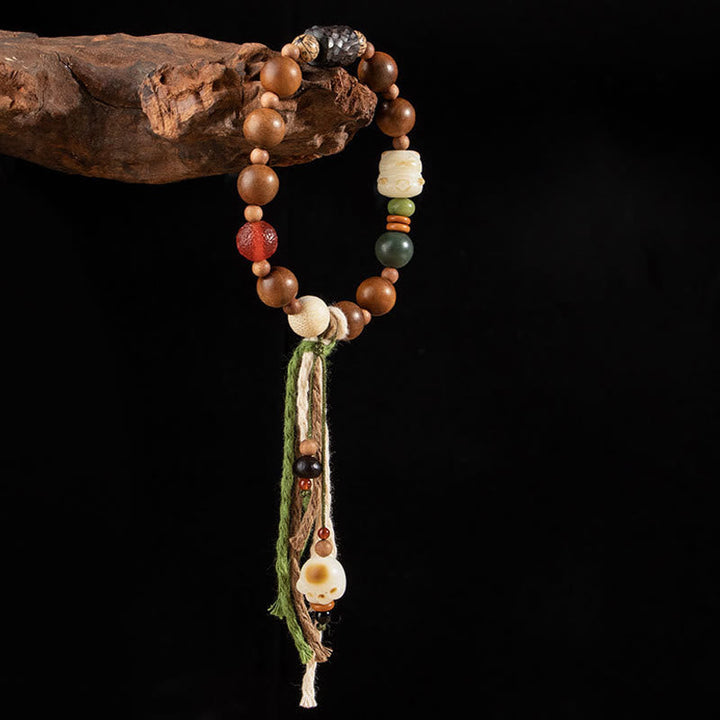 BWOOOH Lightning Strike Wood Bodhi Seed Cat Paw Claw Auspiciousness Protection Tassel Bracelet