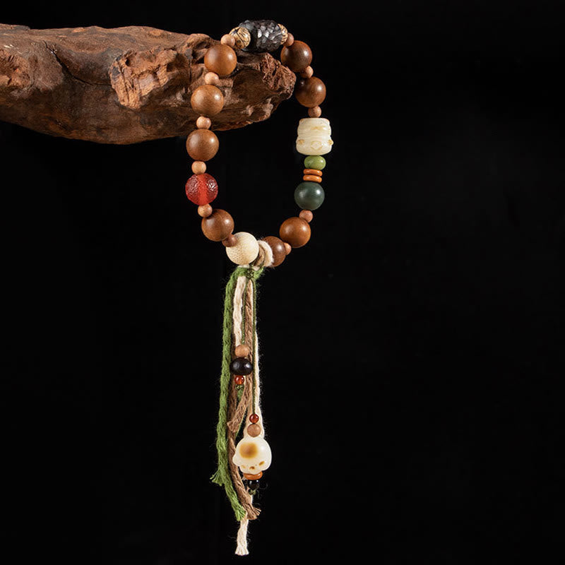 BWOOOH Lightning Strike Wood Bodhi Seed Cat Paw Claw Auspiciousness Protection Tassel Bracelet