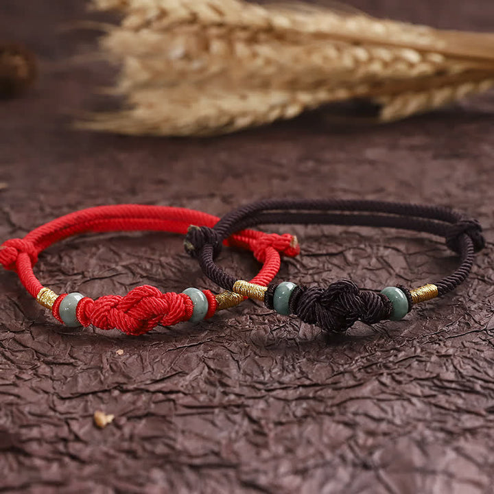 BWOOOH Red String Jade Luck Fortune Knot Braided Couple Bracelet