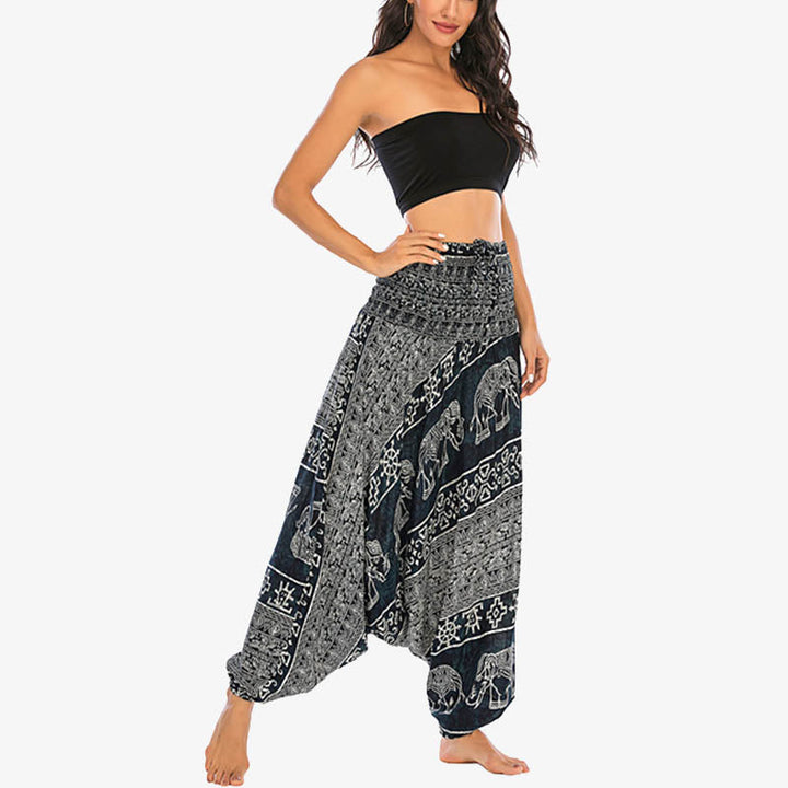 BWOOOH printed harem pants - Two Style Wear Elephant Pattern Loose Sm