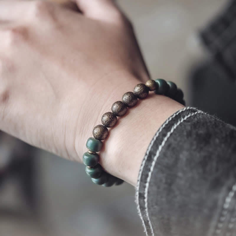 BWOOOH Tibetan Cyan Bodhi Seed Copper Success Bracelet | natural stone spiritual bracelet for healing and mindful living