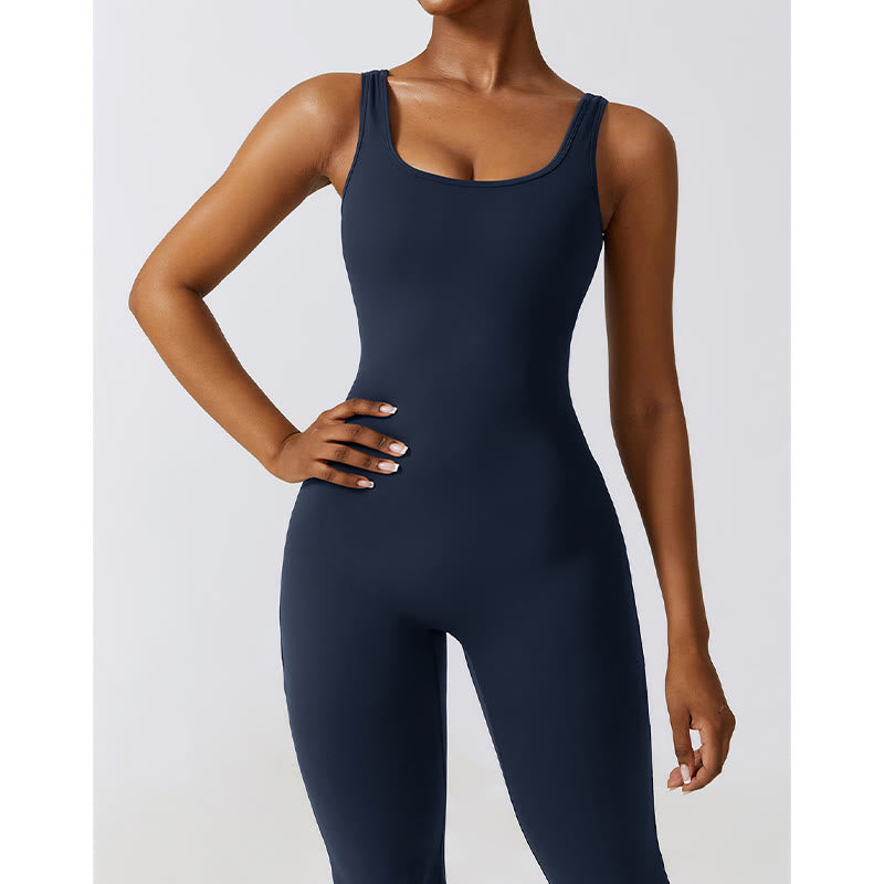 BWOOOH printed yoga pants - Women Workout Sleeveless Jumpsuit Flare 