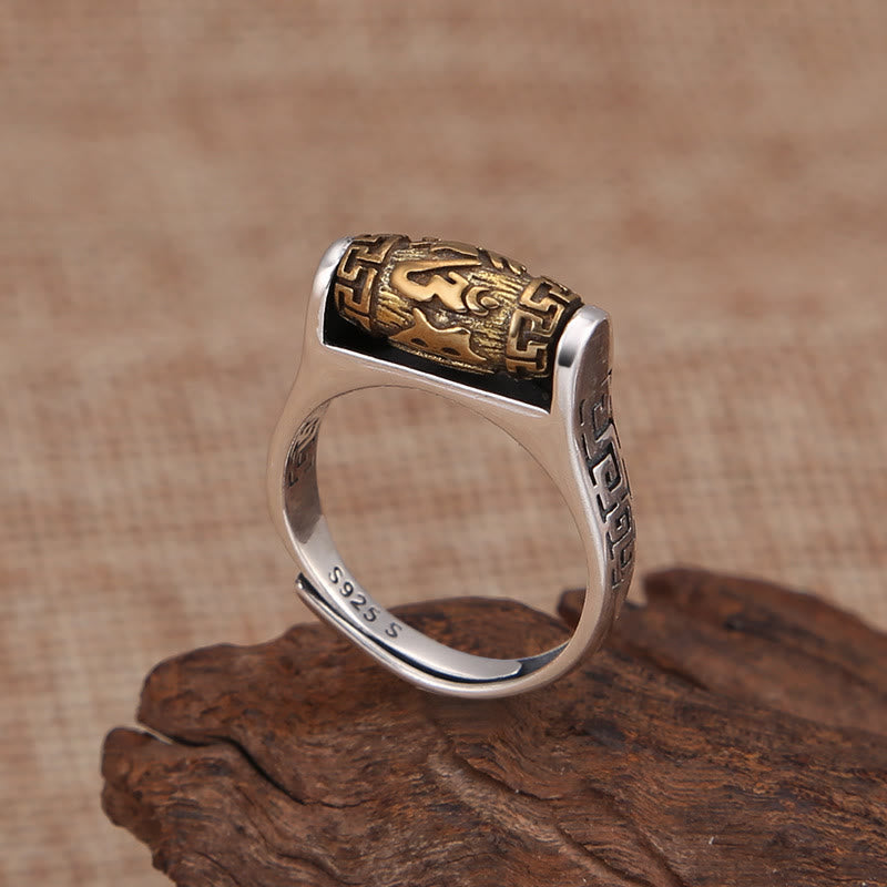 BWOOOH Tibet Om Mani Padme Hum Carved Design Purity Rotatable Ring — natural stone Tibetan bracelet for spiritual healing ...
