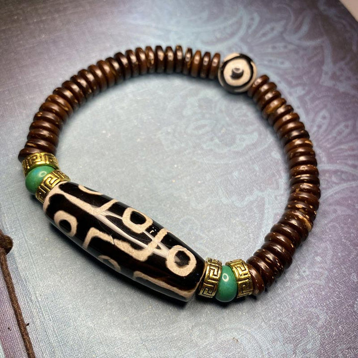 BWOOOH Tibetan Nine-Eye Dzi Bead Wealth Bracelet
