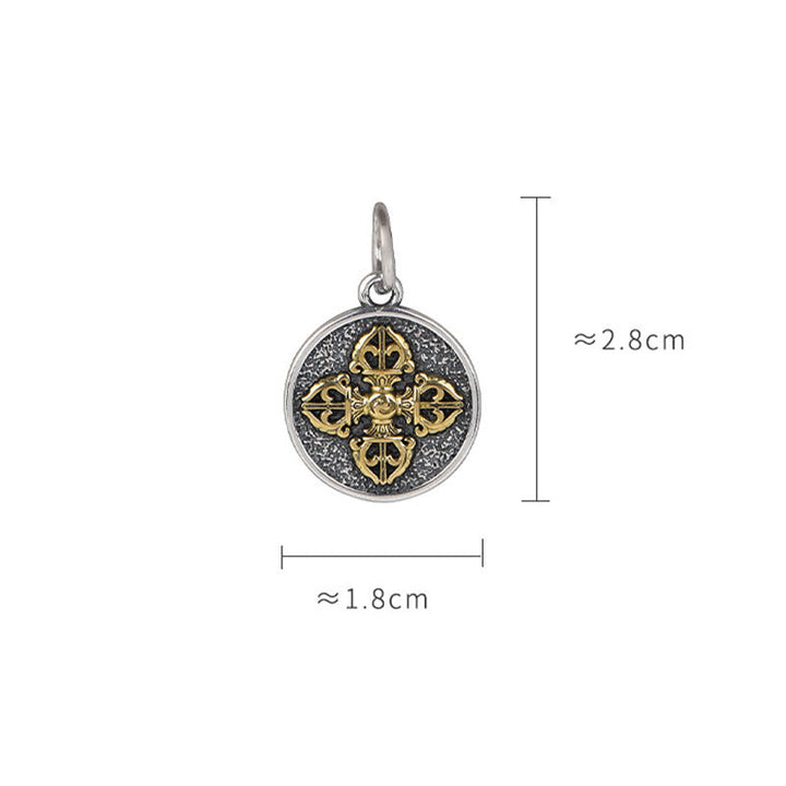 BWOOOH 925 Sterling Silver Double Dorje Vajra Blessing Necklace Pendant