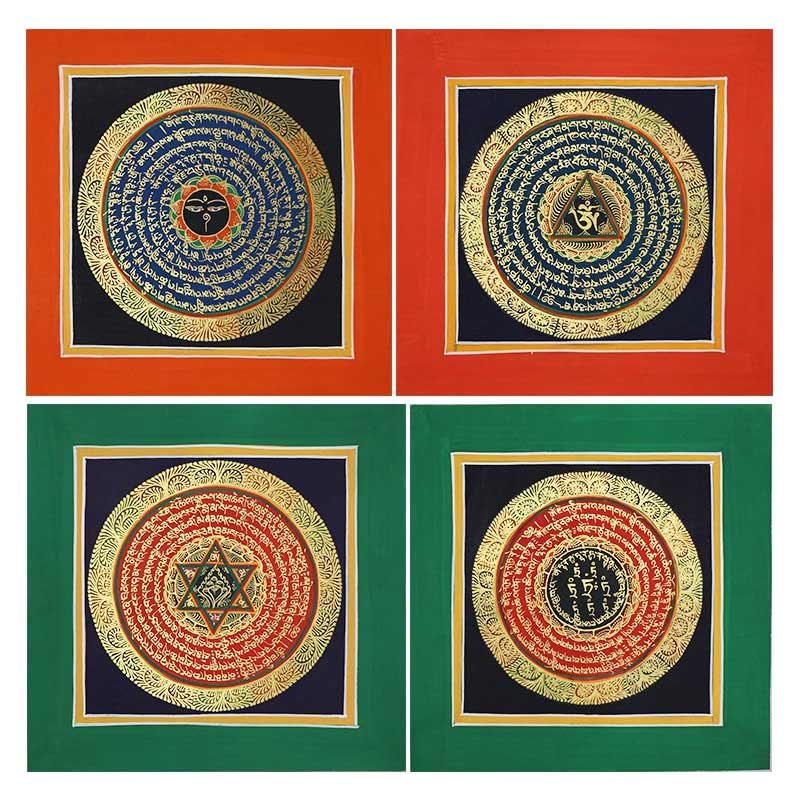BWOOOH Tibetan Handmade Thangka Painting Spiritual Blessing Blind Box Random Color Pattern | natural stone Tibetan bracelet