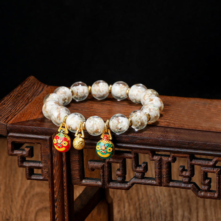 BWOOOH Gold Swallowing Beast Family Charm Luminous Fluorescent Liuli Glass Bead Success Bracelet