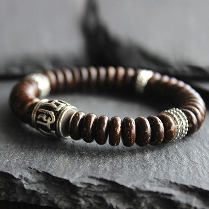 BWOOOH Natural Tibetan Coconut Shell Om Mani Padme Hum Positive Bracelet | spiritual healing bracelet