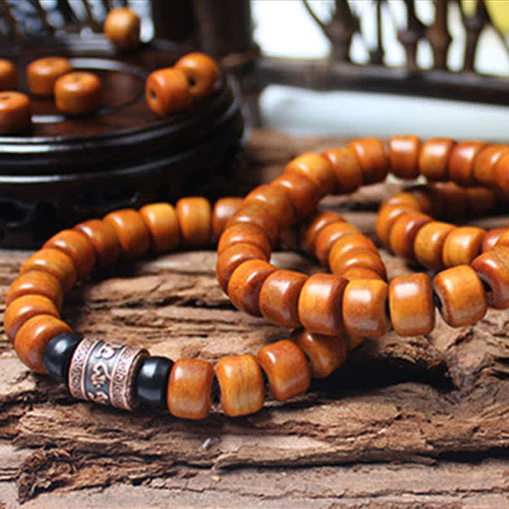 BWOOOH Tibetan Bone Beads Om Mani Padme Hum Strength Bracelet