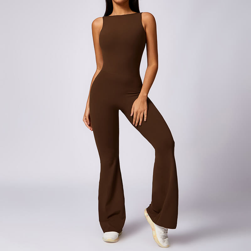BWOOOH printed yoga pants - Women Casual Sleeveless Jumpsuit Flare P