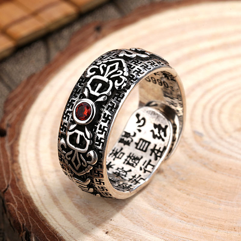 BWOOOH Tibetan Ruby Copper Wealth Ring — Copper Tibetan bracelet for spiritual healing and mindful living