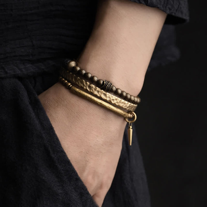 BWOOOH Lava Rock Stone Copper Balance Cuff Bracelet Bangle