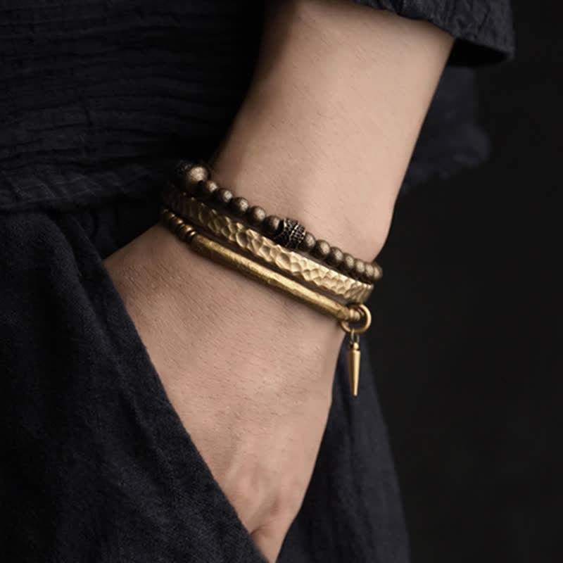 BWOOOH Lava Rock Stone Copper Balance Cuff Bracelet Bangle