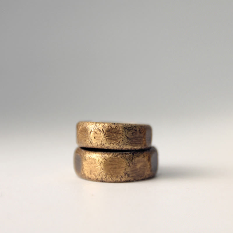 BWOOOH Tibetan Simple Design Copper Brass Frosted Wealth Ring