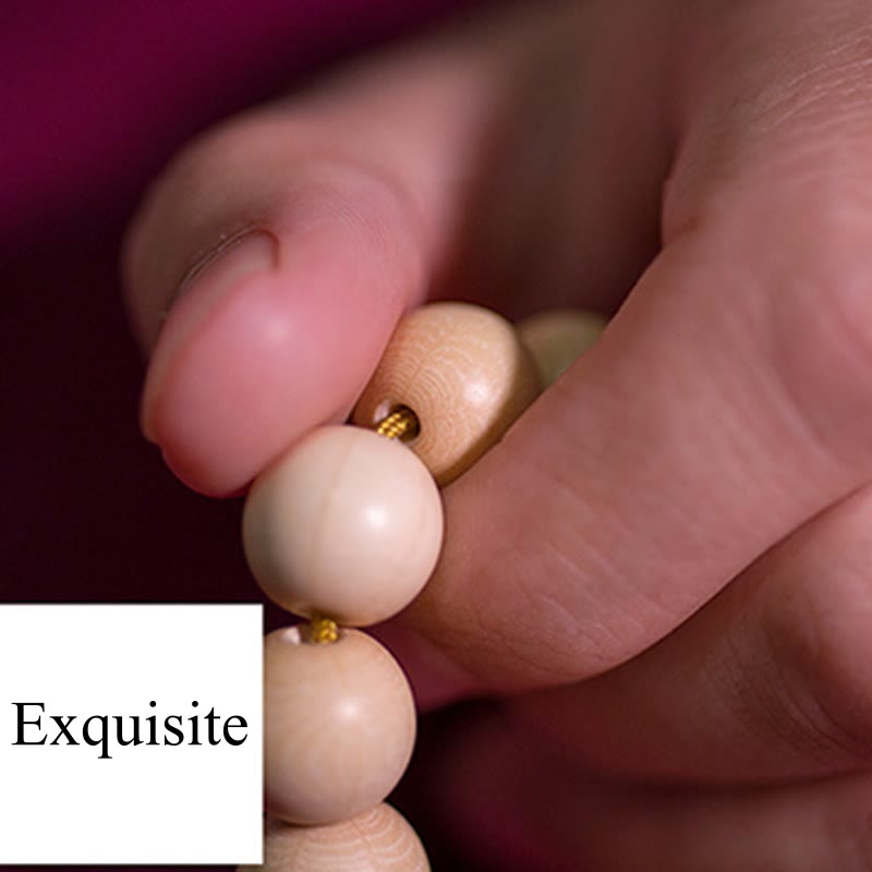 BWOOOH Natural Abelia Biflora Wood Blessing Wrist Mala