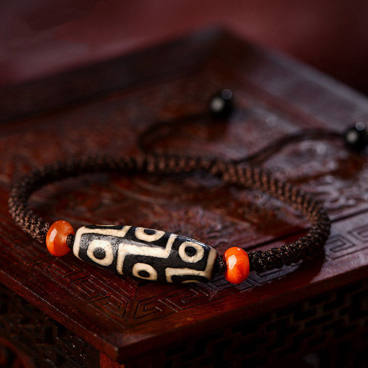 BWOOOH Tibetan Nine-Eye Dzi Bead Prosperity String Bracelet