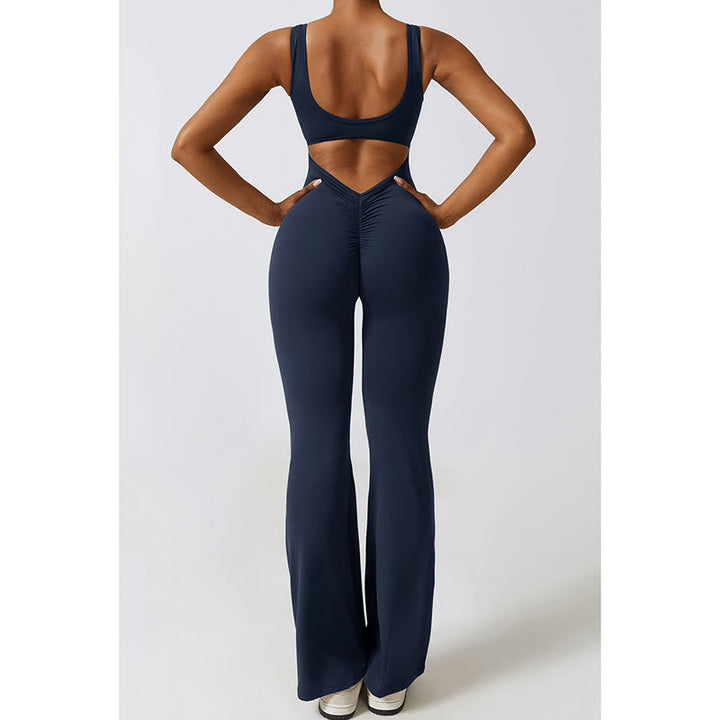 BWOOOH printed yoga pants - Women Workout Sleeveless Jumpsuit Flare 