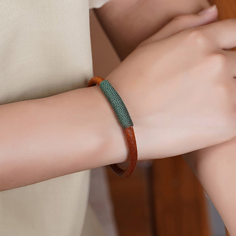 BWOOOH Tibetan Leather Handmade Five Elements Luck Braid String Buckle Bracelet